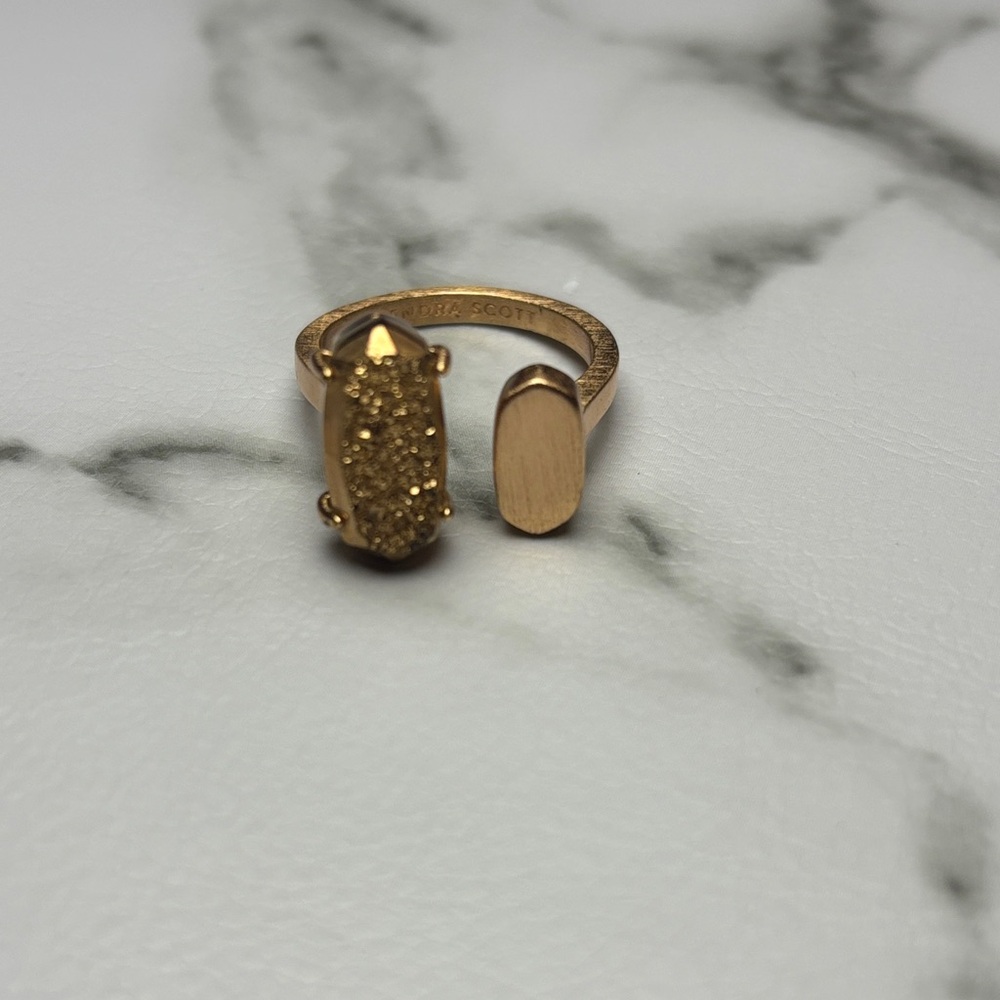 Kendra Scott Rose Gold Druzy Adjustable Ring Fits 6-9